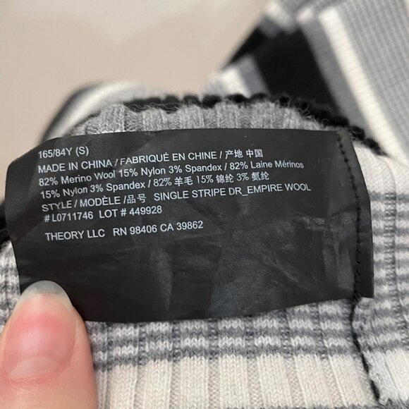 EUC Theory Merino Wool Blend Striped Ribbed Sweater Dress Small - Picture 6 of 7